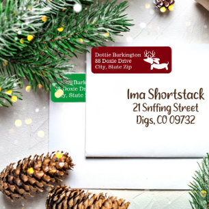 Teckel rendier rode kerst Adresetiketten Etiket