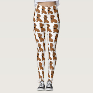 teckel rode cartoon leggings