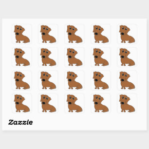 teckel rode cartoon vierkante sticker