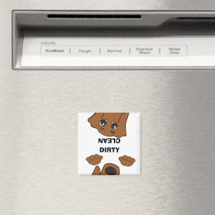 teckel rode peeking cartoon dirty clean magneet