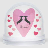 Teckel roze hart Valentijn Sneeuwbol (Voorkant)