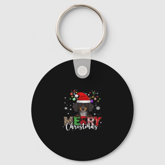 Teckel Santa Dog Merry Christmas Oversized T-sh Sleutelhanger (Voorkant)