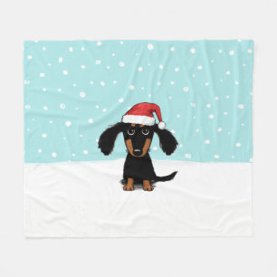 Teckel Santa Wiener Dog Kerstvakantie Fleece Deken