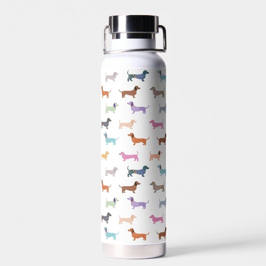 Teckel Sausage Dog Pattern Schattige Monogrammed Waterfles (Achterkant)