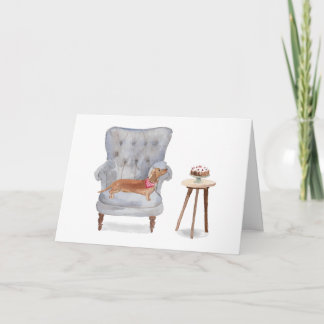 Teckel Sausage Dog Watercolor Wenskaart Kaart