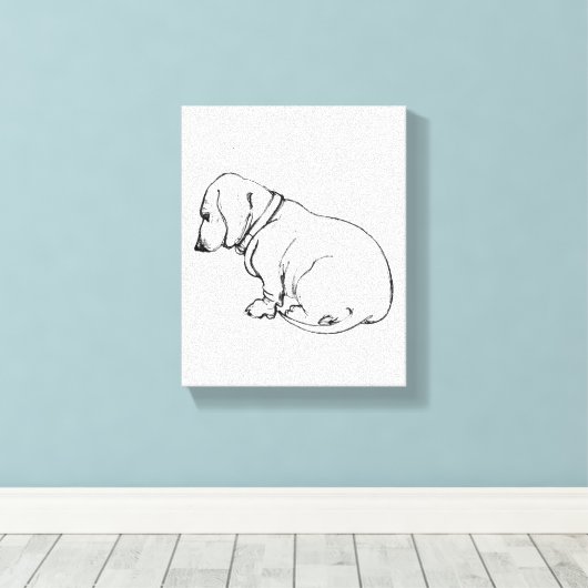 teckel schets op gestrekte canvas afdruk (Insitu (Houten vloer))