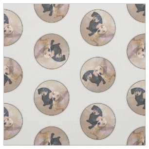Teckel Schilderen Smooth Black & Tan Red Dog Art Stof