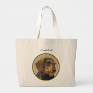 Teckel Schilderen Wire-haired Black & Tan Dog Art Grote Tote Bag