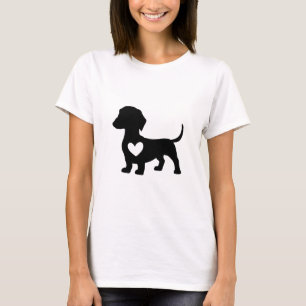 Teckel silhouet met hart t-shirt