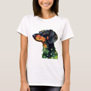 Teckel Silhouet met vier bladklavers T-shirt