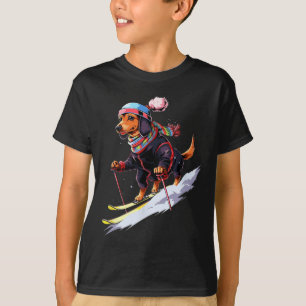 Teckel Skiën Hond Skier Ski Winter Sneeuw Mannen W T-shirt