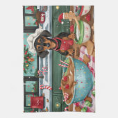 Teckel Vakantie Bakken: Feestelijke Kerst Theedoek (Verticaal)