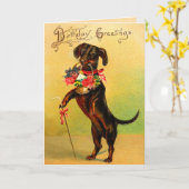  Teckel Verjaardag Kaart (Gele Bloem)