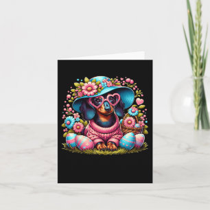 Teckel Weiner Hond Bloemen Eieren Paasdag Hond Lo Kaart