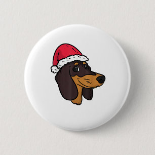 Teckel Weiner Hond Kerstman Ronde Button 5,7 Cm