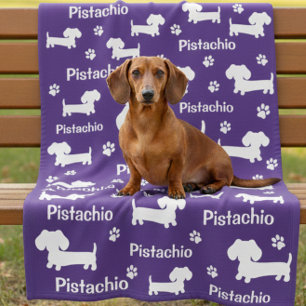 Teckel Wiener Dog Gepersonaliseerde Deken Paarse