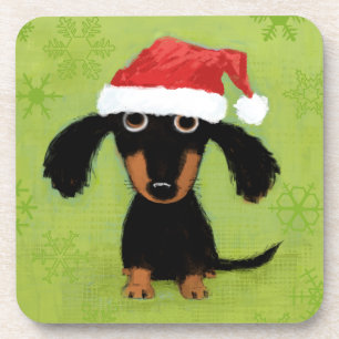 Teckel Wiener Dog Santa   Grappige vakantie Xmas Drankjes Onderzetter