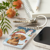 Teckel Winter Wonderland Christmas Joy Sleutelhanger (Voorkant Rechts)