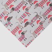 Teckel Worstenhonden in Kerst Petten en Knits Tissuepapier (Detail)