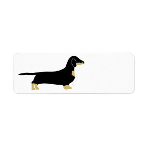 teckel zwart-bruin silhouet etiket