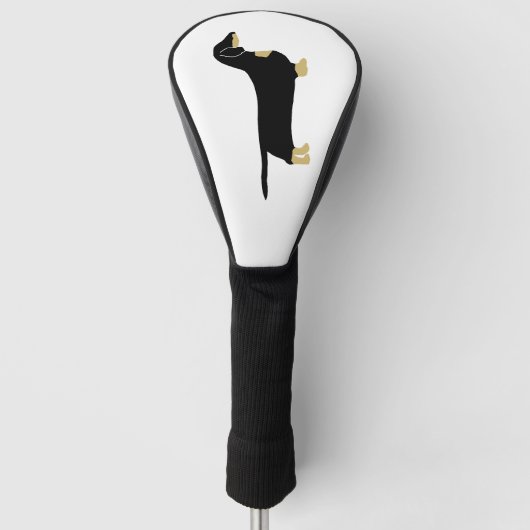 teckel zwart-bruin silhouet golfheadcover (Voorkant)