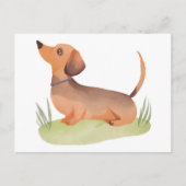 teckelhond | Schattigee hond Waterverf Briefkaart (Voorkant)