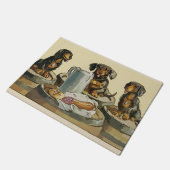 Teckels bij Slagers, tekst toevoegen Deurmat (Schuin)