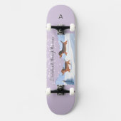 Teckels door de sneeuw monogrammed kerst skateboard (Voorkant)