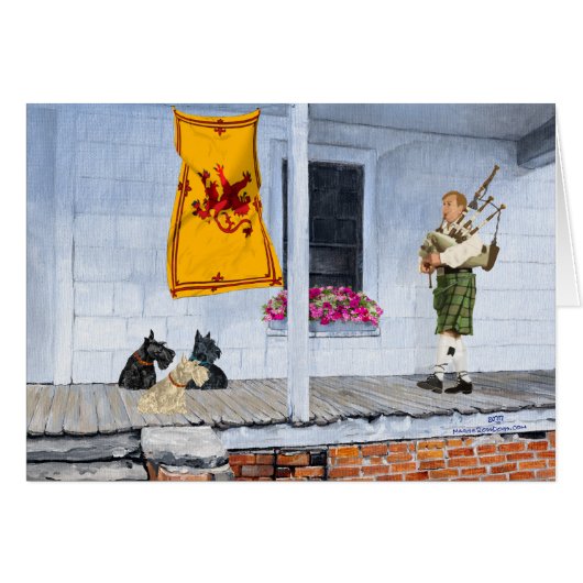 Teckels écossais avec joueur de cornemuse (Devant horizontal)