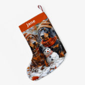 Teckels en Sneeuwman Christmas Stocking Kleine Kerstsok (Achterkant (Hangend))