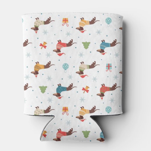 Teckels in Christmas Sweaters Patroon Blikjeskoeler (Achterkant)