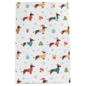 Teckels in Christmas Sweaters Patroon Medium Cadeauzakje (Voorkant)