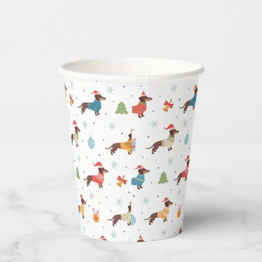 Teckels in Christmas Sweaters Patroon Papieren Bekers (Rechts)