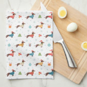 Teckels in Christmas Sweaters Patroon Theedoek (Quarter Fold)