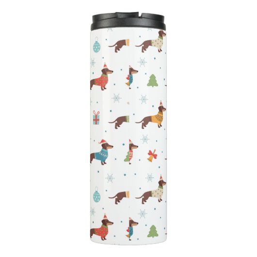 Teckels in Christmas Sweaters Patroon Thermosbeker (Achterkant)
