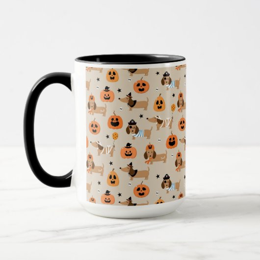 Teckels in Halloween kostuums patroon Mok (Links)
