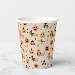 Teckels in Halloween kostuums patroon Papieren Bekers