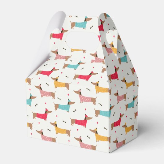 Teckels in Truien Vakantiepatroon Bedankdoosjes (Voorkant Zijde)