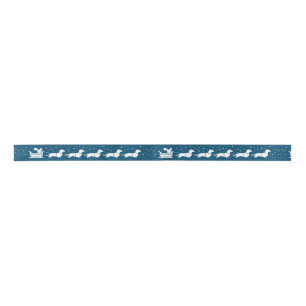 Teckels Kerst Sleigh met Eekhoorn Blauw Lint