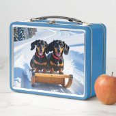 Teckels Sled Ride Metal Lunch Box (In situ)
