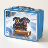 Teckels Sled Ride Metal Lunch Box (Voorkant)