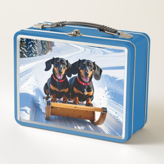 Teckels Sled Ride Metal Lunch Box (Voorkant)