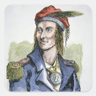 Tecumseh (1768-1813) (gekleurd) vierkante sticker