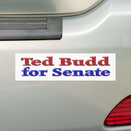 Ted Budd for Senate met rode blauwe tekst Bumpersticker (Op auto)