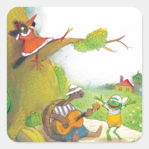 Ted, Ed en Caroll The Picnic 1 Vierkante Sticker