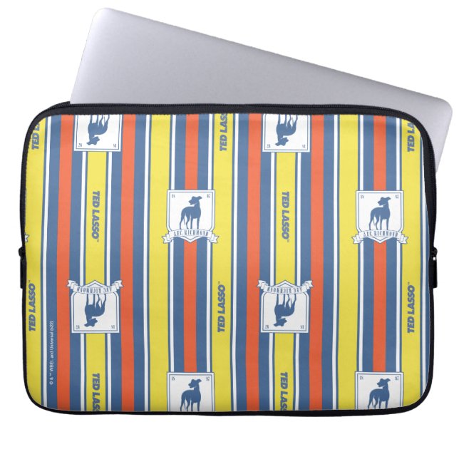 Ted Lasso | AFC Richmond Logo Stripe Pattern Laptop Sleeve (Voorkant)