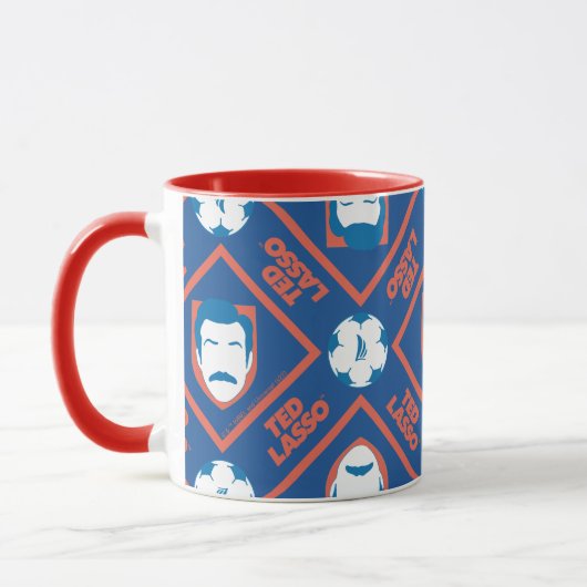 Ted Lasso | Face en Ball Diamond Pattern Mok (Links)