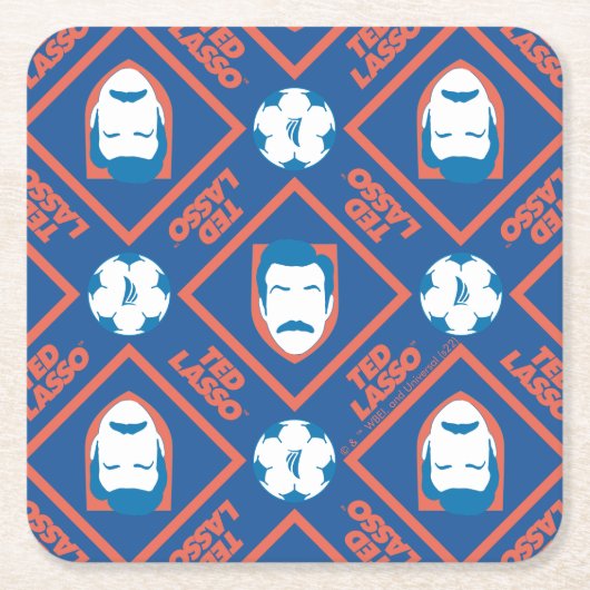 Ted Lasso | Face en Ball Diamond Pattern Vierkante Kartonnen Onderzetter (Voorkant)
