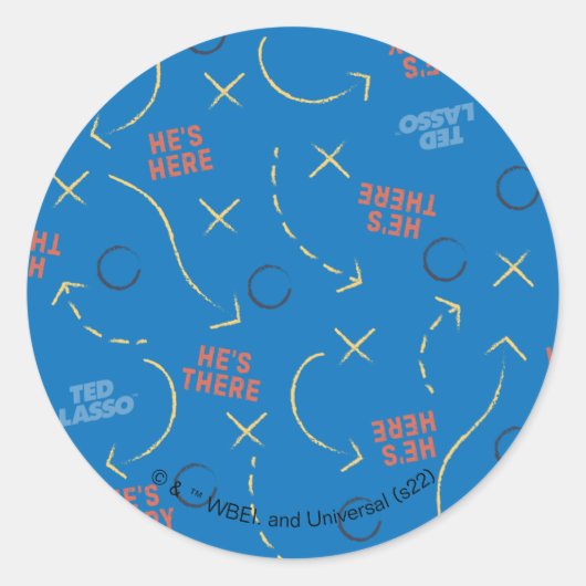 Ted Lasso | Hij is hier, hij is er een speelboekpa Ronde Sticker (Voorkant)