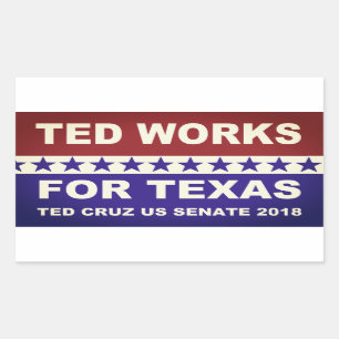Ted werkt voor Texas red white en blue design. Rechthoekige Sticker